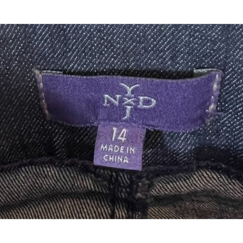 NYDJ Womens Dark Wash Denim Cropped Jeans Rhinestone Detail Cuff Size 14 M10J62T